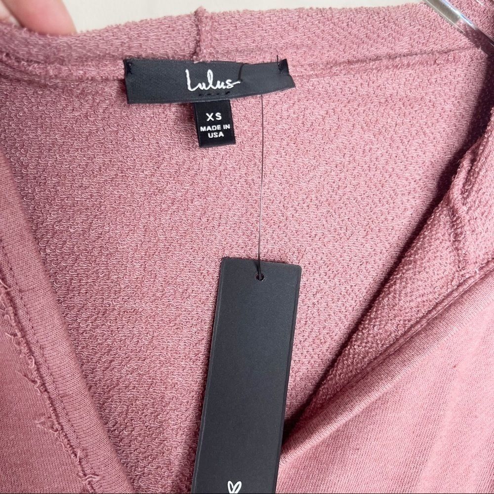 LULU'S Relaxed Agenda Mauve Pink Hooded Lounge Romper XS - Picture 8 of 10